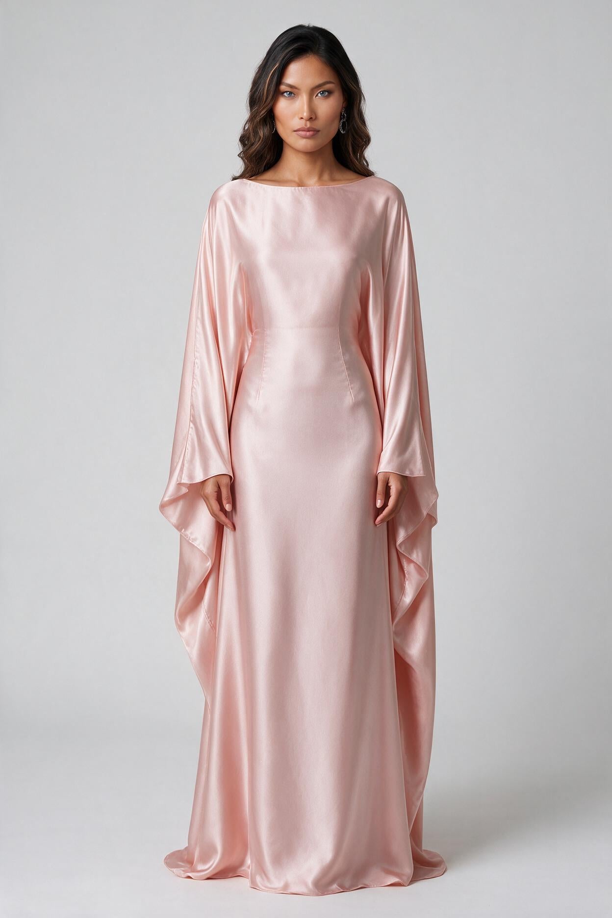 butterfly abaya dress Size:8XL-Waist 50-52 inches ruffle bust mini dress wrinkled Satin Polyester fabric Island Dressing Sterile