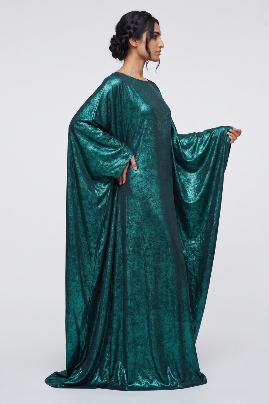 Emerald Green Metallic Butterfly Abaya