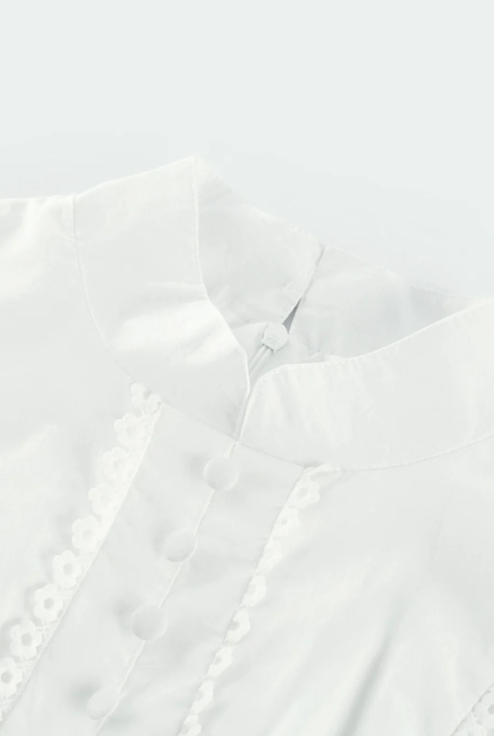 White Half-Sleeve Eyelet Midi Dress