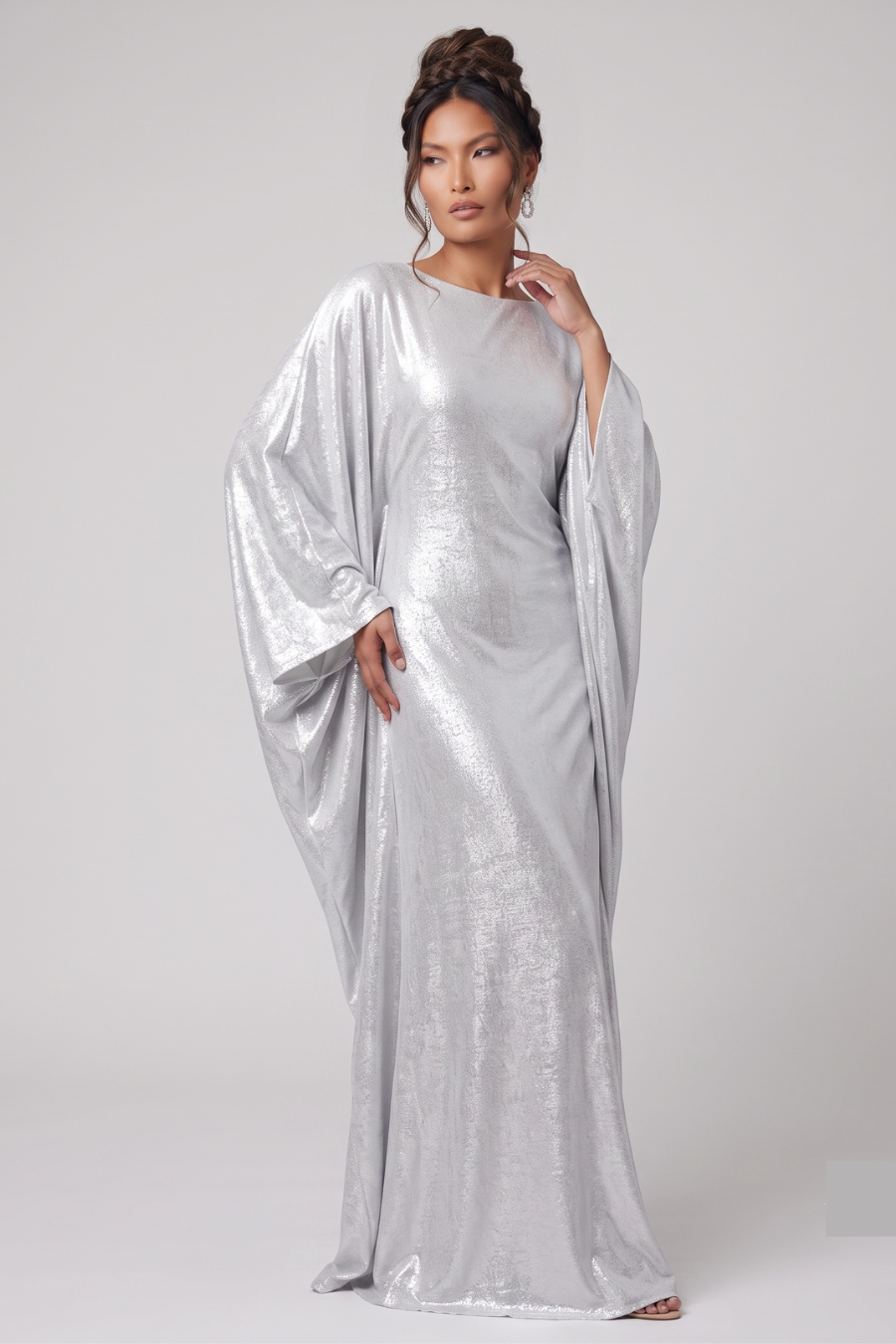 silver shimmery abaya