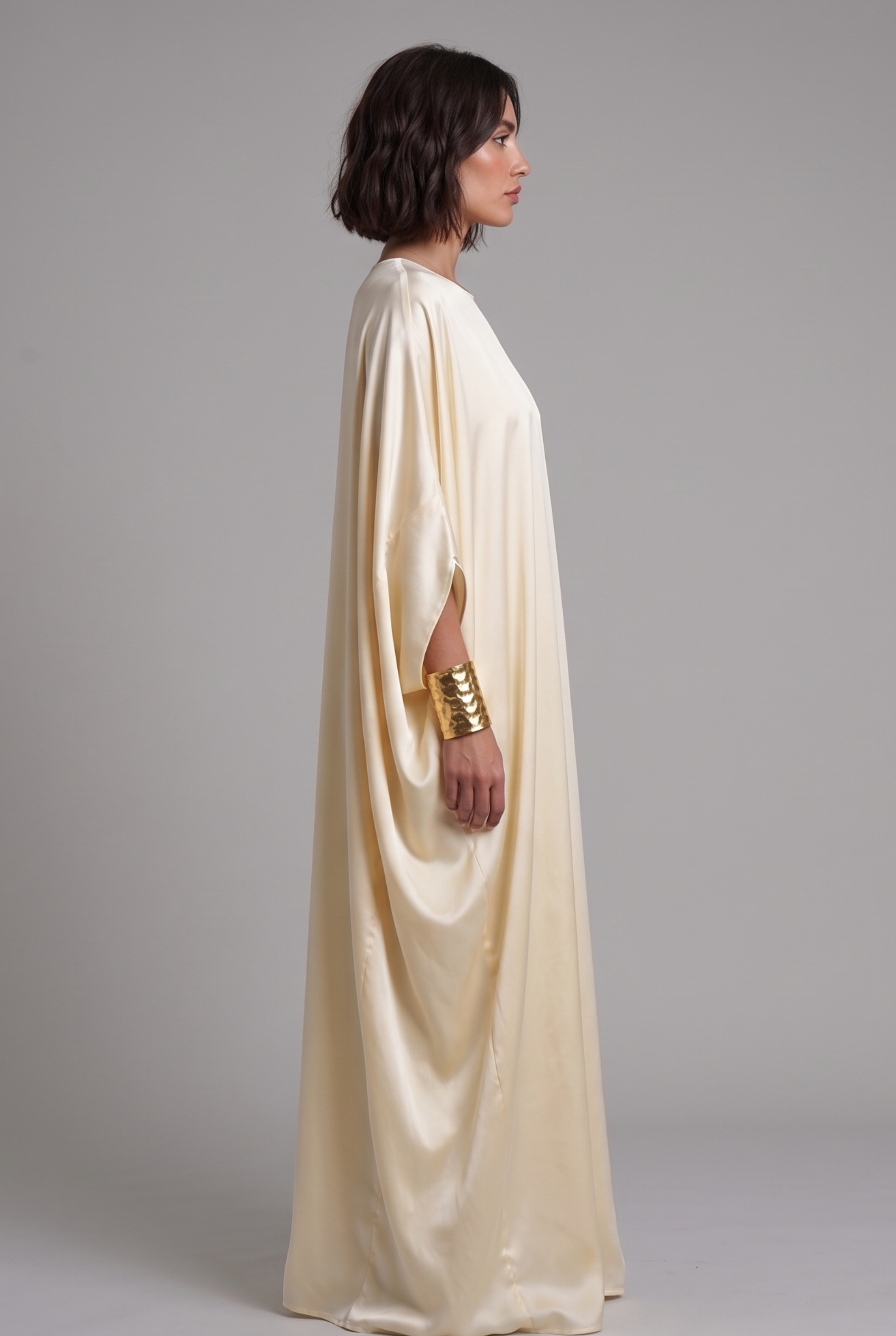 Pale Yellow Butterfly Sleeve Abaya