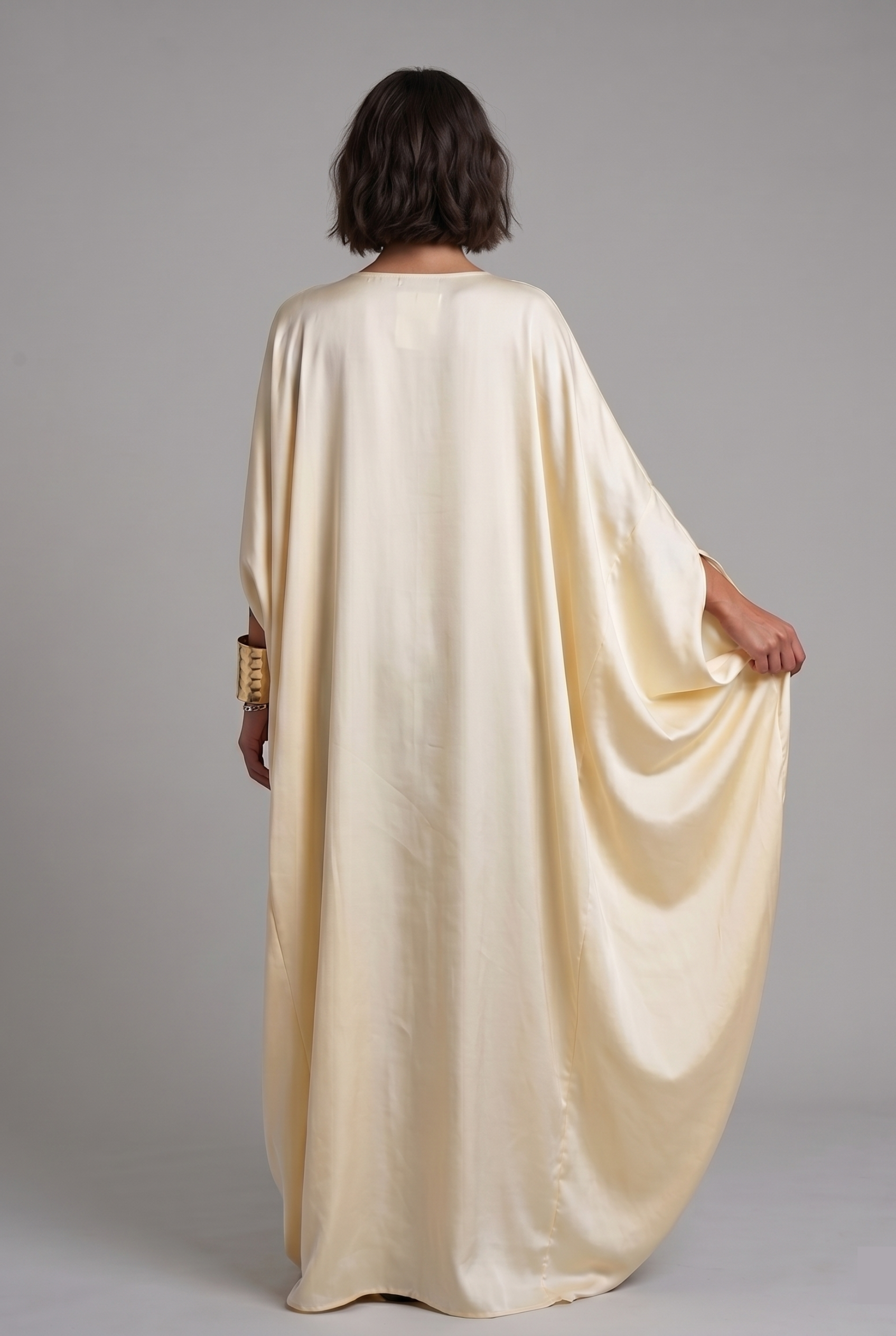 Pale Yellow Butterfly Sleeve Abaya