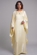 Pale Yellow Butterfly Sleeve Abaya