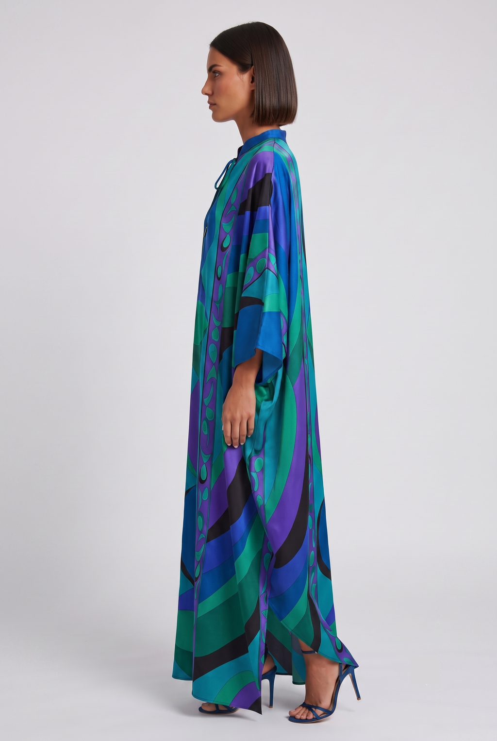 Teal Geometric Print Kaftan