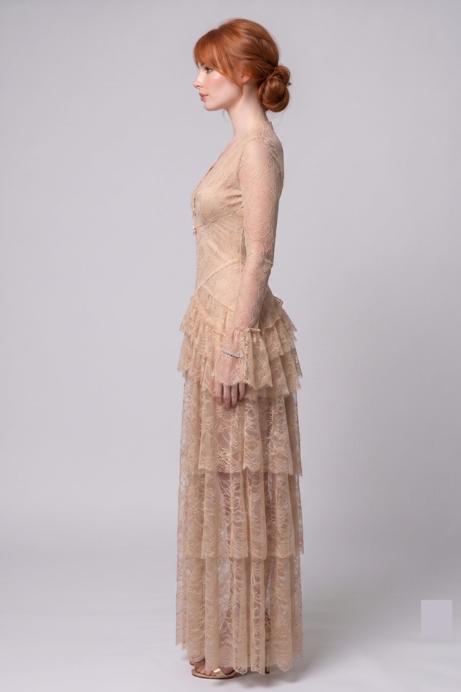 lace apricot dress maxi 