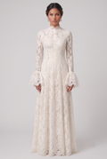 Ivory Lace High-Neck Maxi Dress