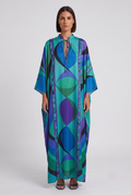 Teal Geometric Print Kaftan