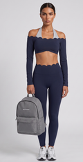 Navy Off-Shoulder Scalloped Activewear Set