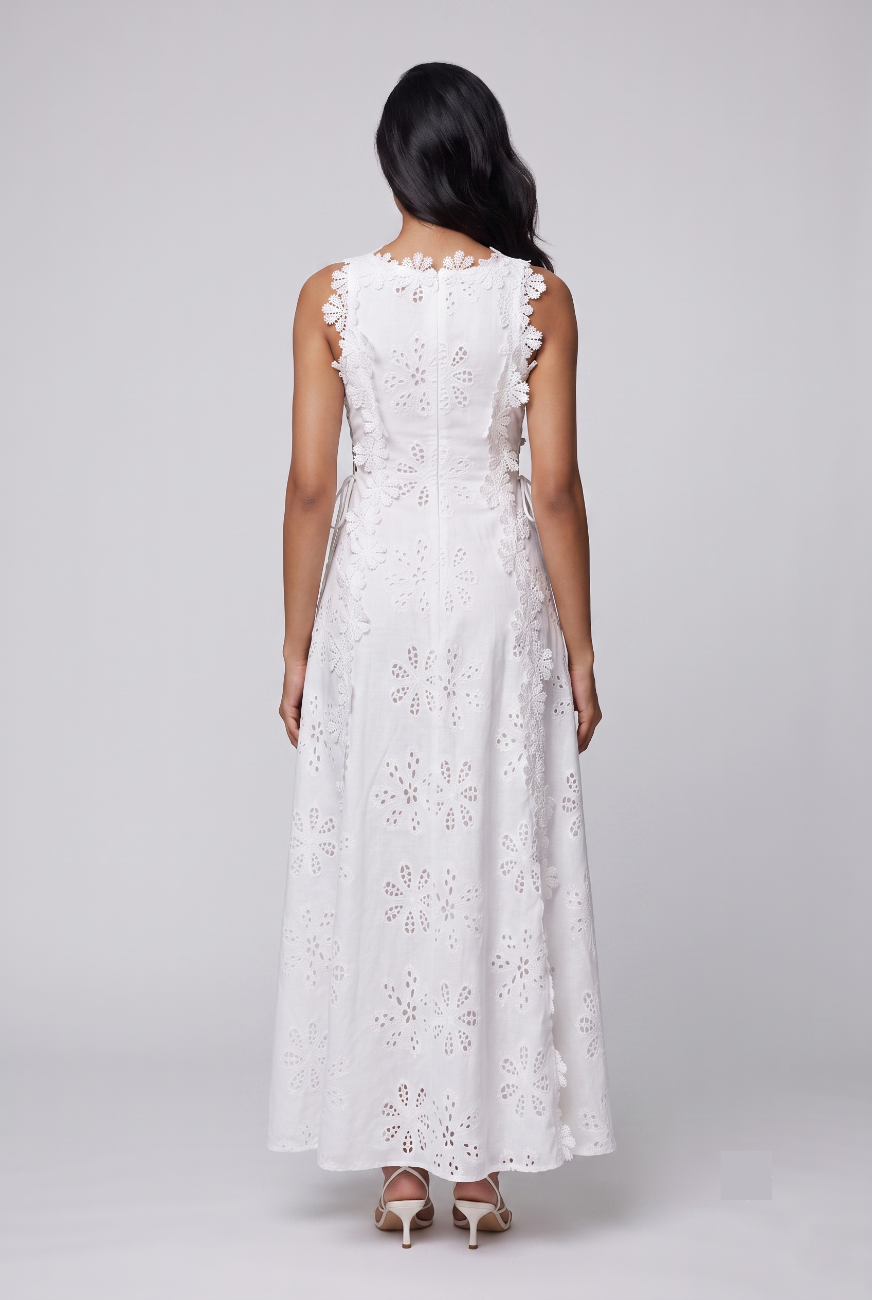 White Floral Eyelet Maxi Dress
