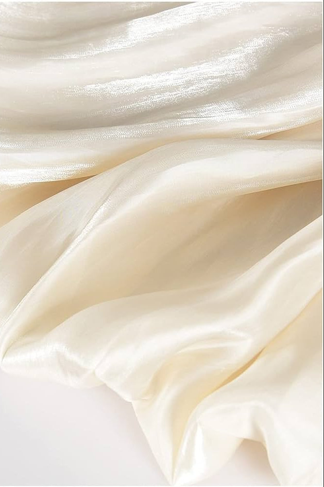 Ivory Cold-Shoulder Pleated Maxi Dress