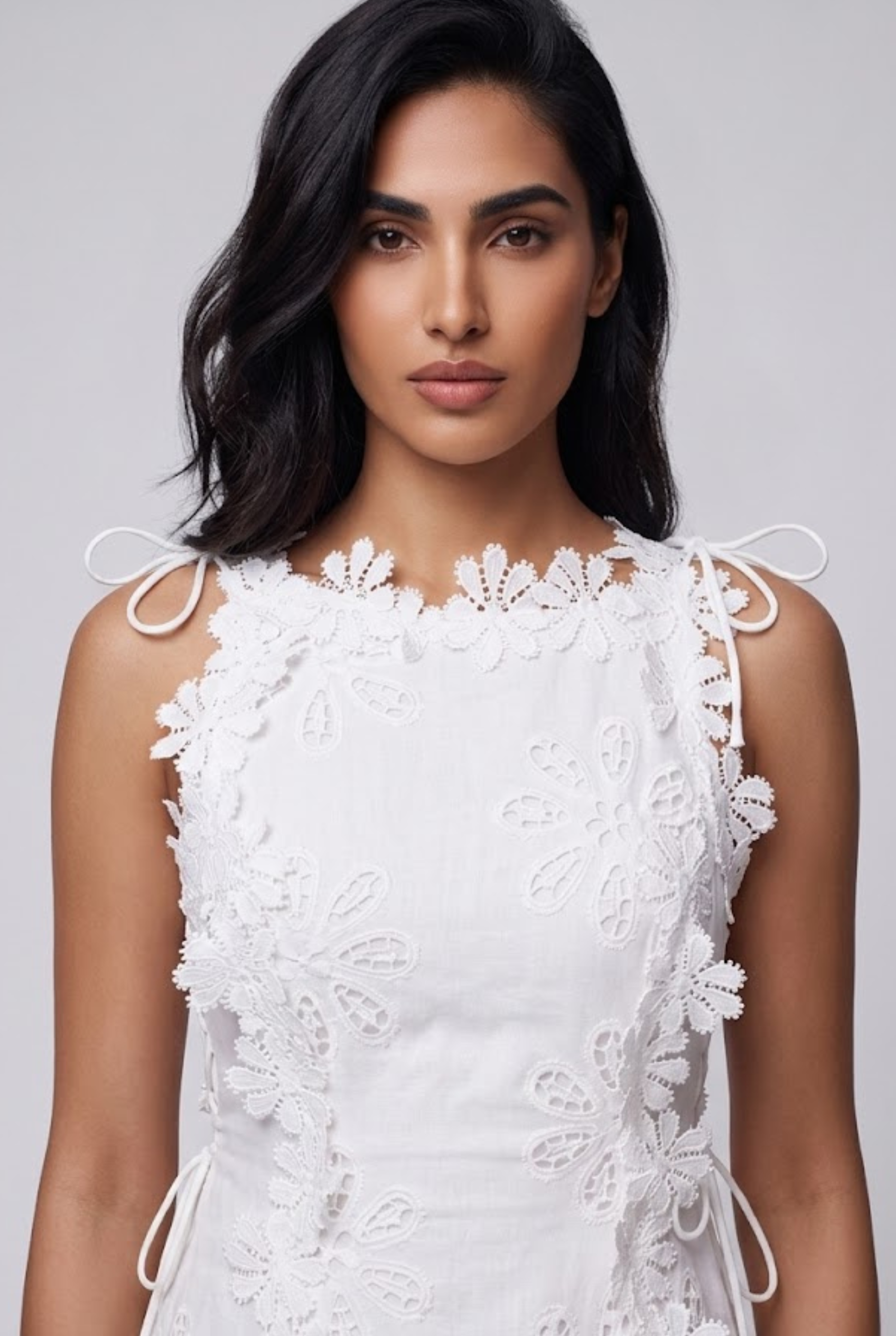 White Floral Eyelet Maxi Dress