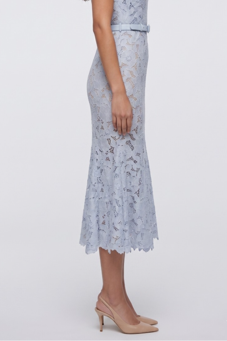 Pale Blue Lace Midi Dress