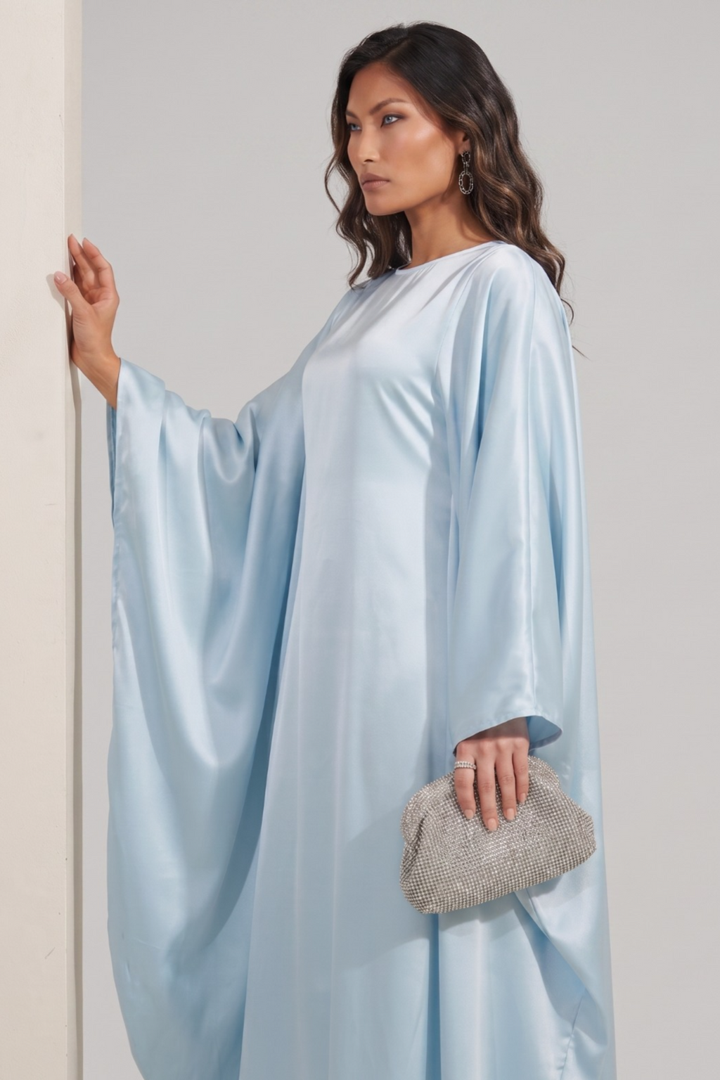 Light Blue Butterfly Sleeve Abaya