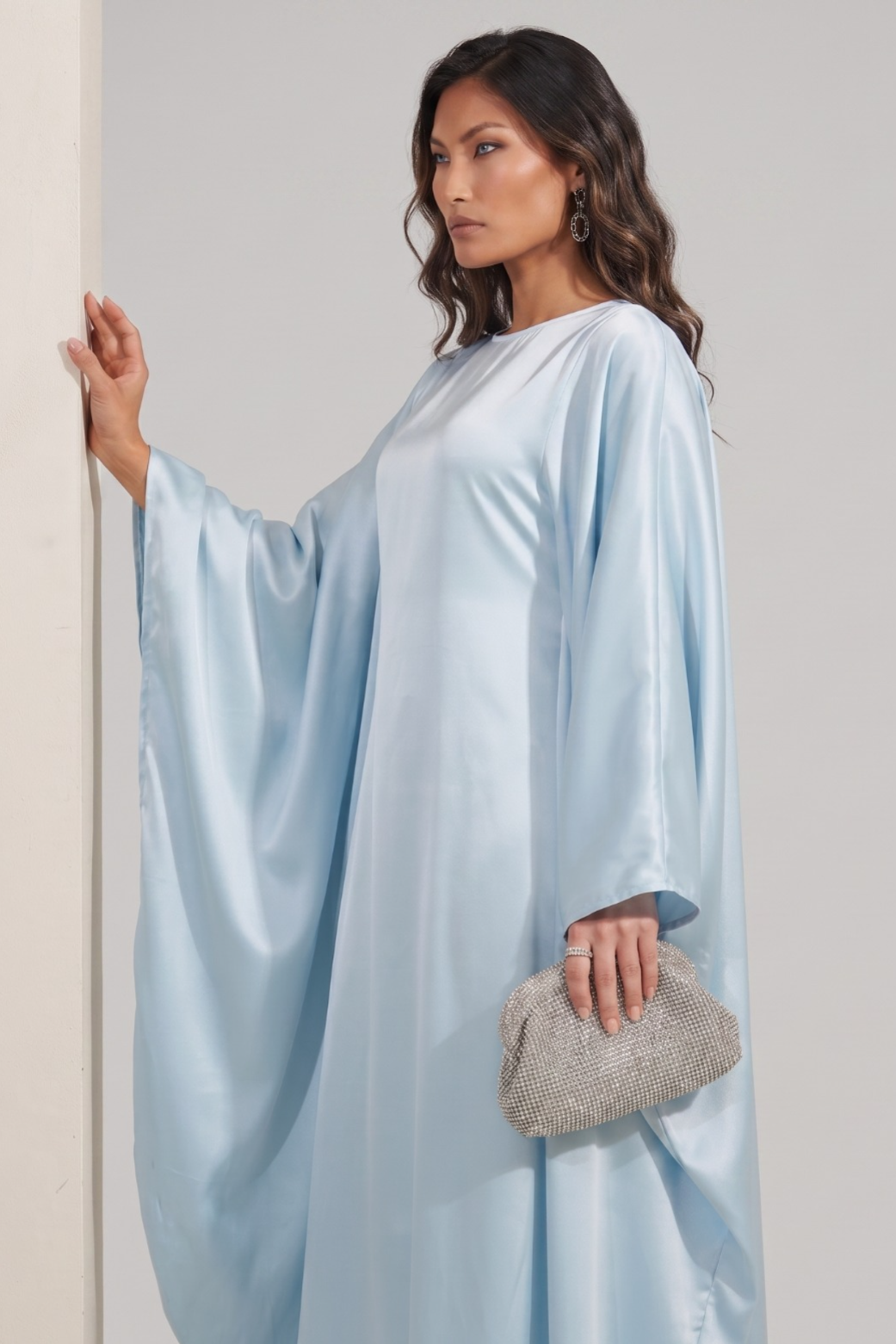 Light Blue Butterfly Sleeve Abaya