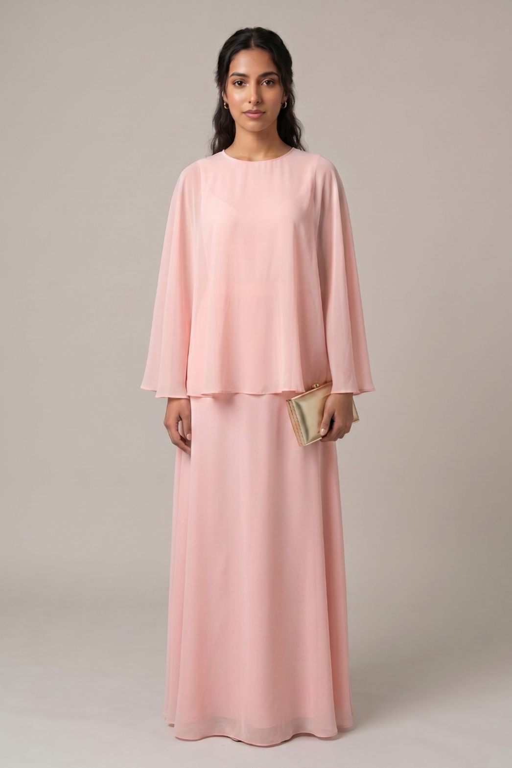 Pink Long-Sleeve Two-Piece Dress