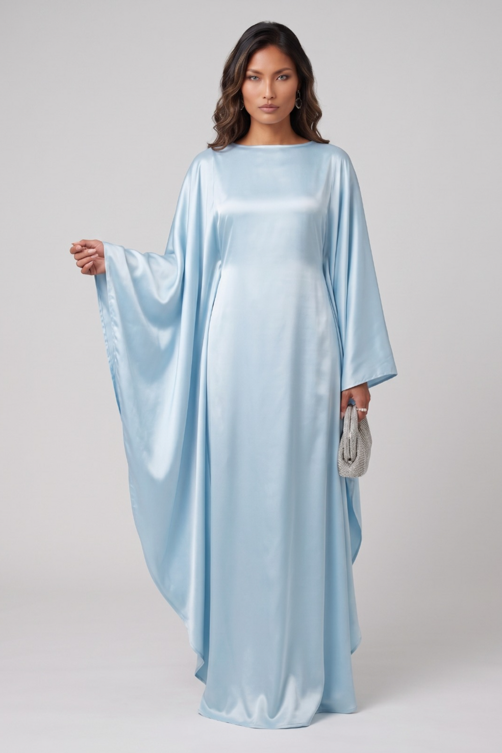 Light Blue Butterfly Sleeve Abaya