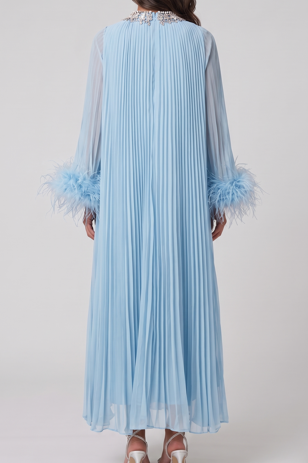 Light Blue Rhinestone Abaya