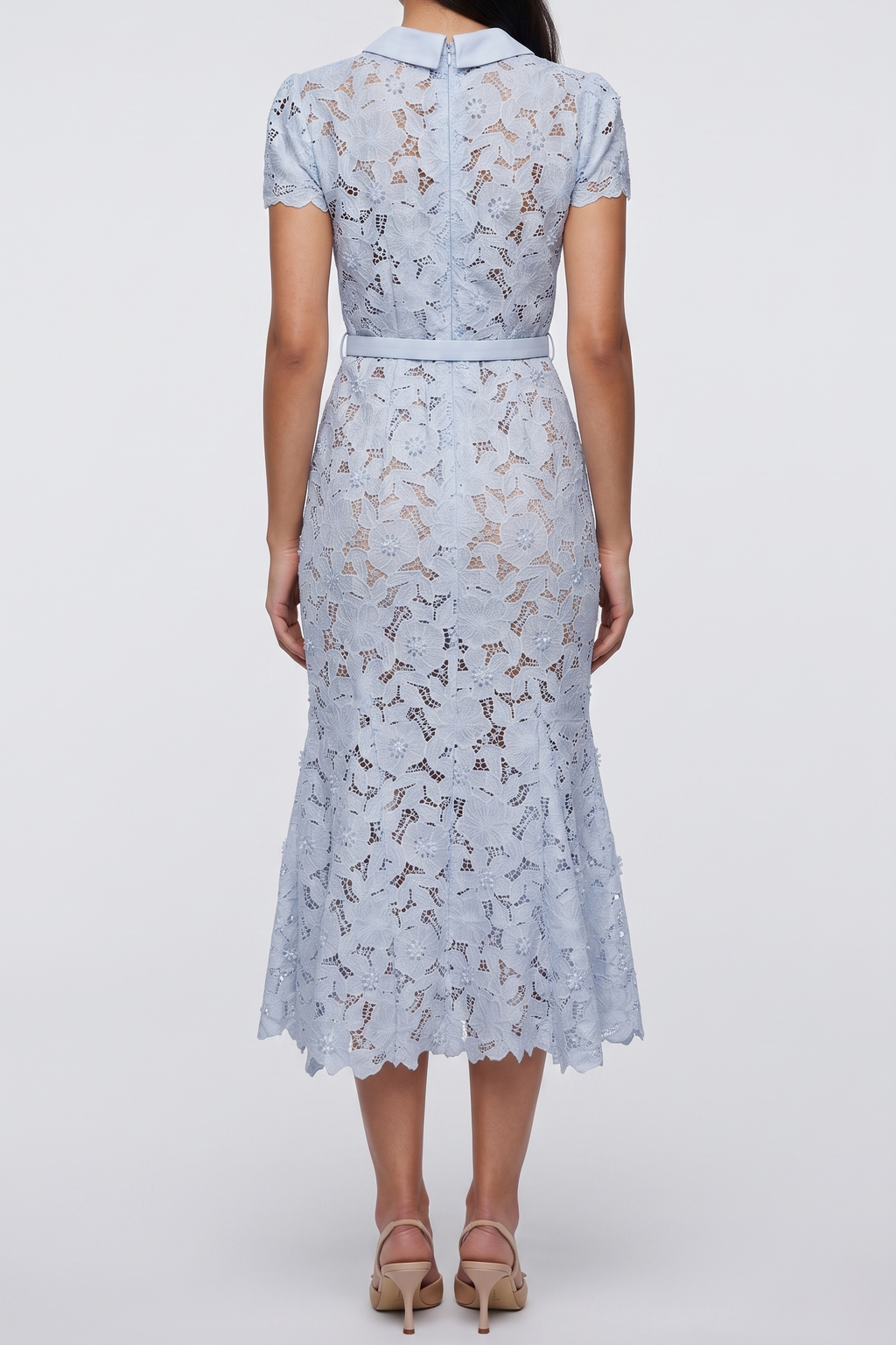 Pale Blue Lace Midi Dress