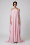 Blush Pink Chiffon Two-Piece Set with Necklace Closure