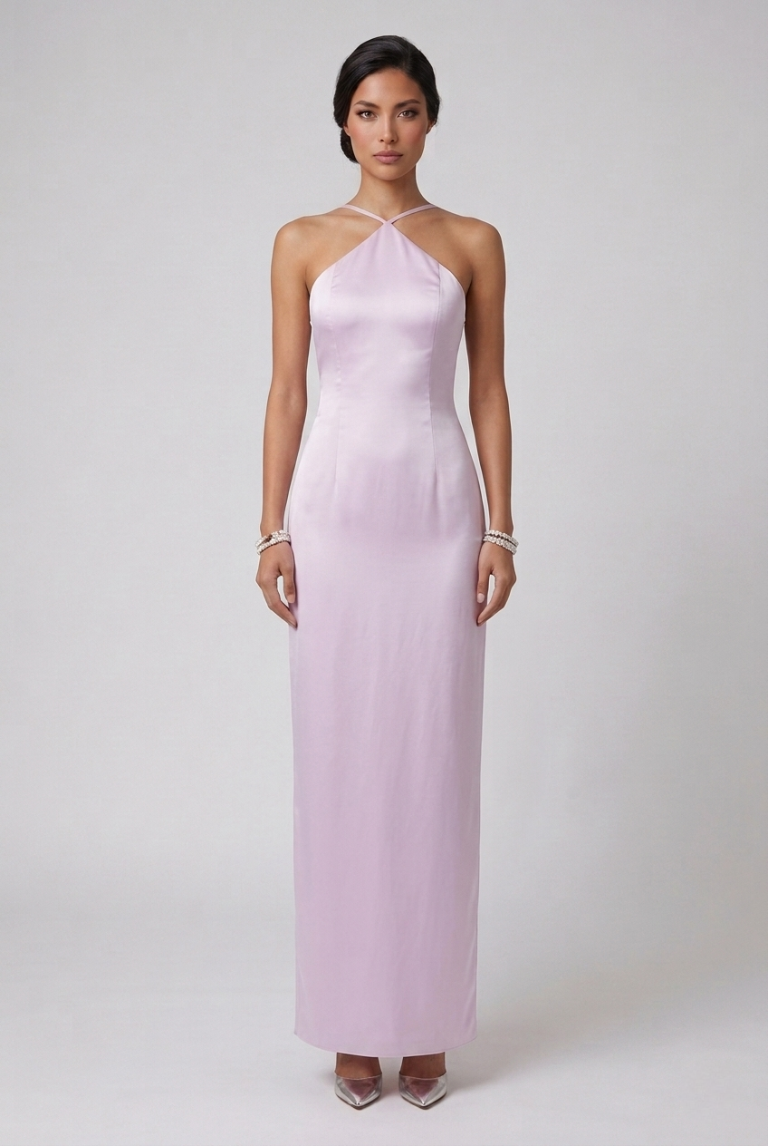 Blush Pink Chiffon Two-Piece Set with Necklace Closure