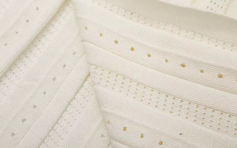 Cream Knitted Short-Sleeve Midi Dress