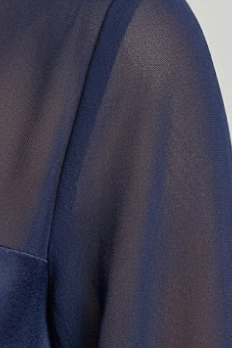 Navy Strapless Dress with Sheer Long Jacket