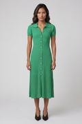 Green Short-Sleeve Midi Dress