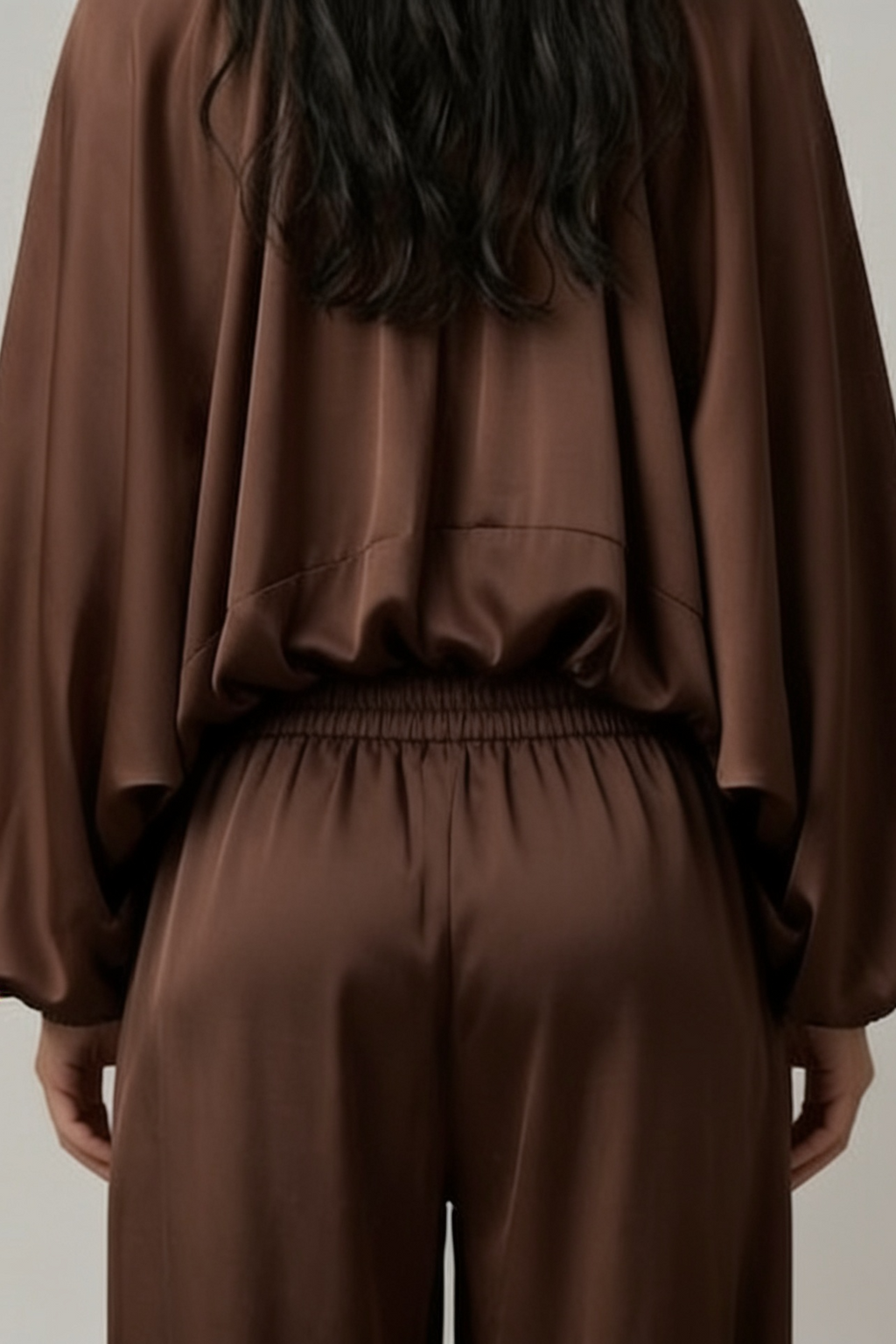 Brown Balloon Sleeve Loungewear Set