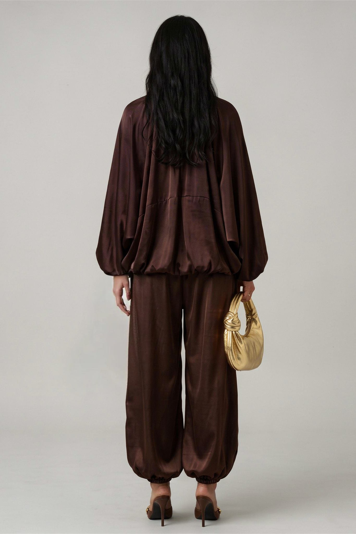 Brown Balloon Sleeve Loungewear Set