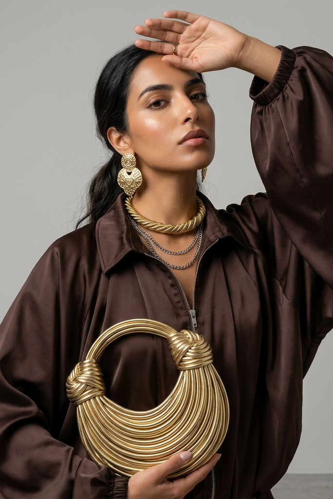 Brown Balloon Sleeve Loungewear Set