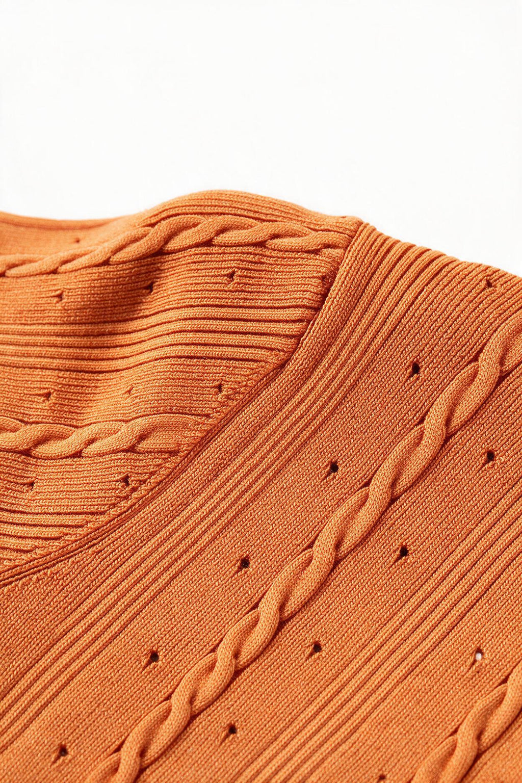 Orange Cable-Knit Button-Front Midi Dress | Fitted Waist A-Line Sweater Dress