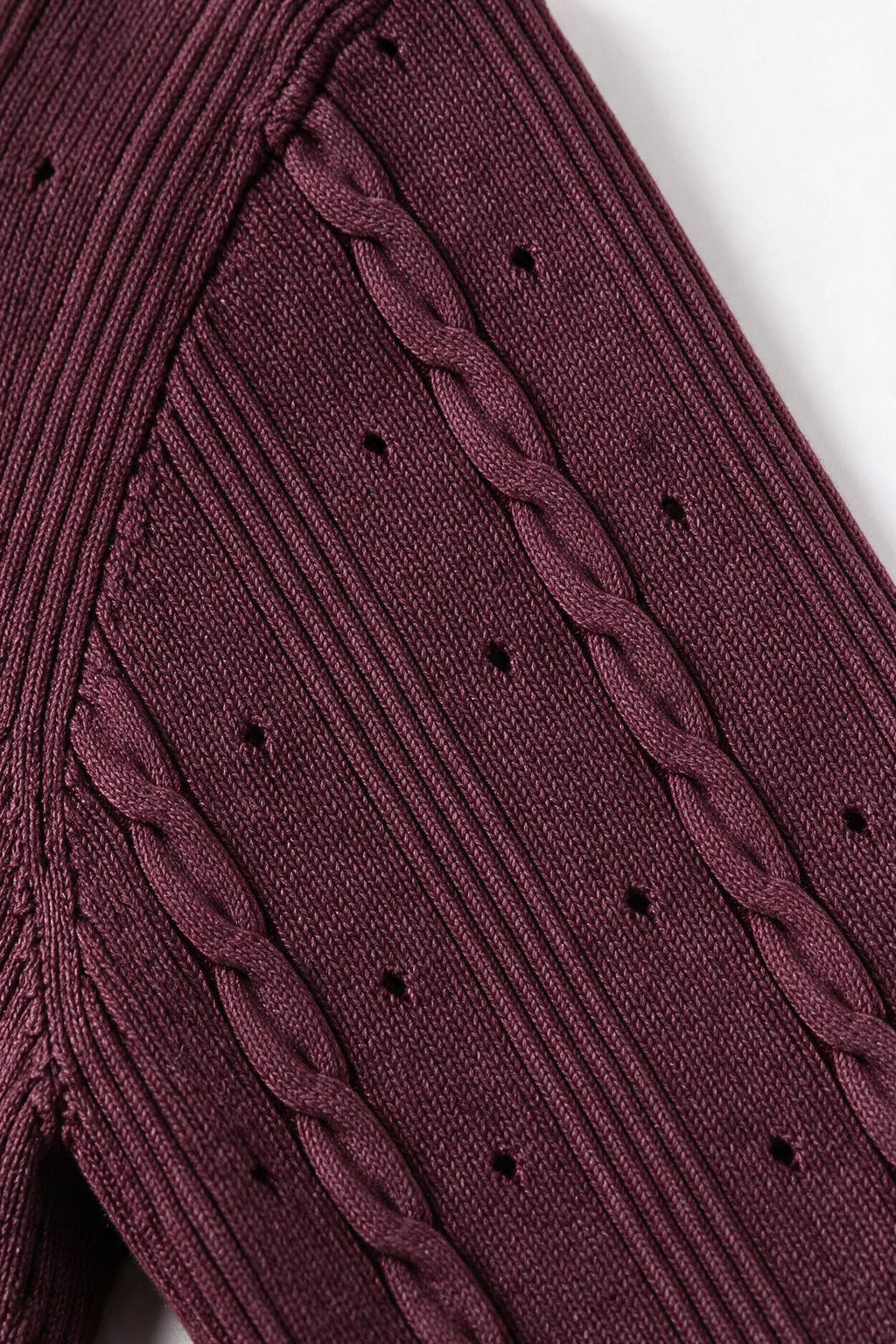 Burgundy Cable-Knit Button-Front Midi Dress | Fitted Waist A-Line Sweater Dress