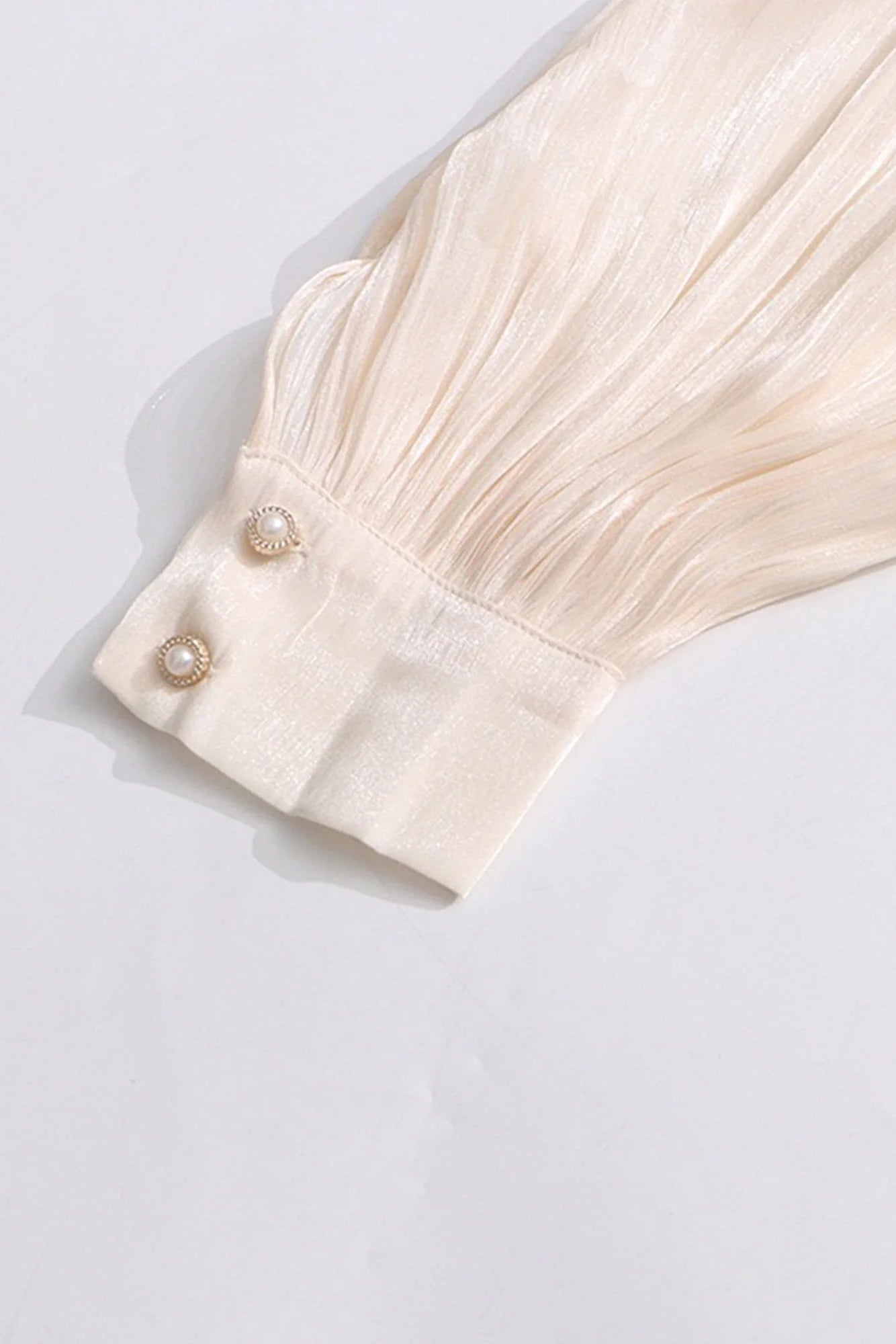 Apricot Draped Balloon-Sleeve Maxi Dress