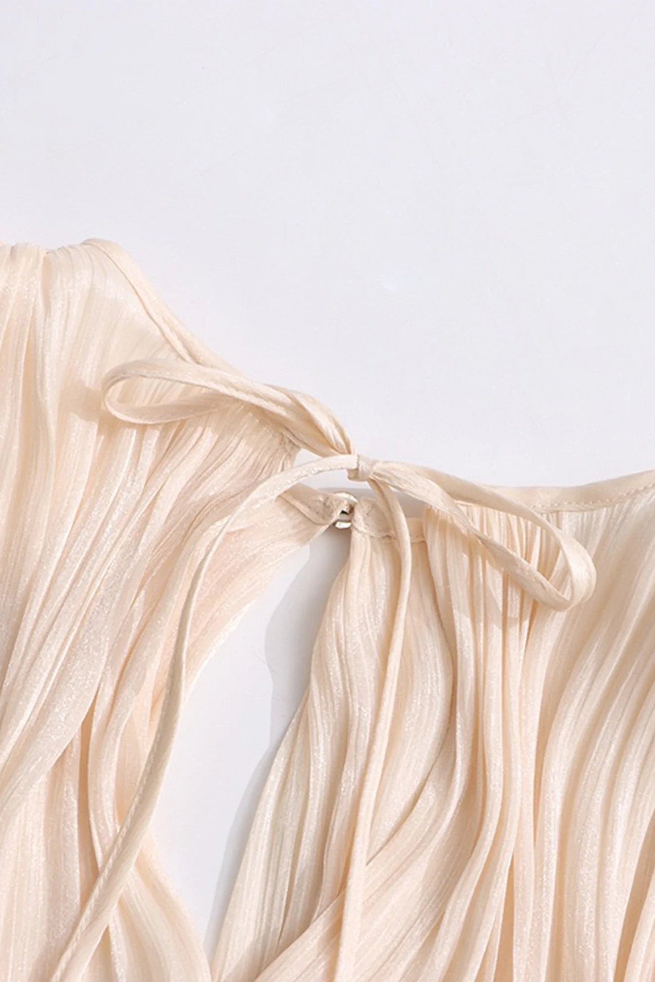 Apricot Draped Balloon-Sleeve Maxi Dress
