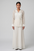 Ivory Sheer Wrap Top & Maxi Skirt Set